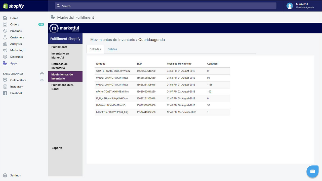 Inventory inbound outbound history data