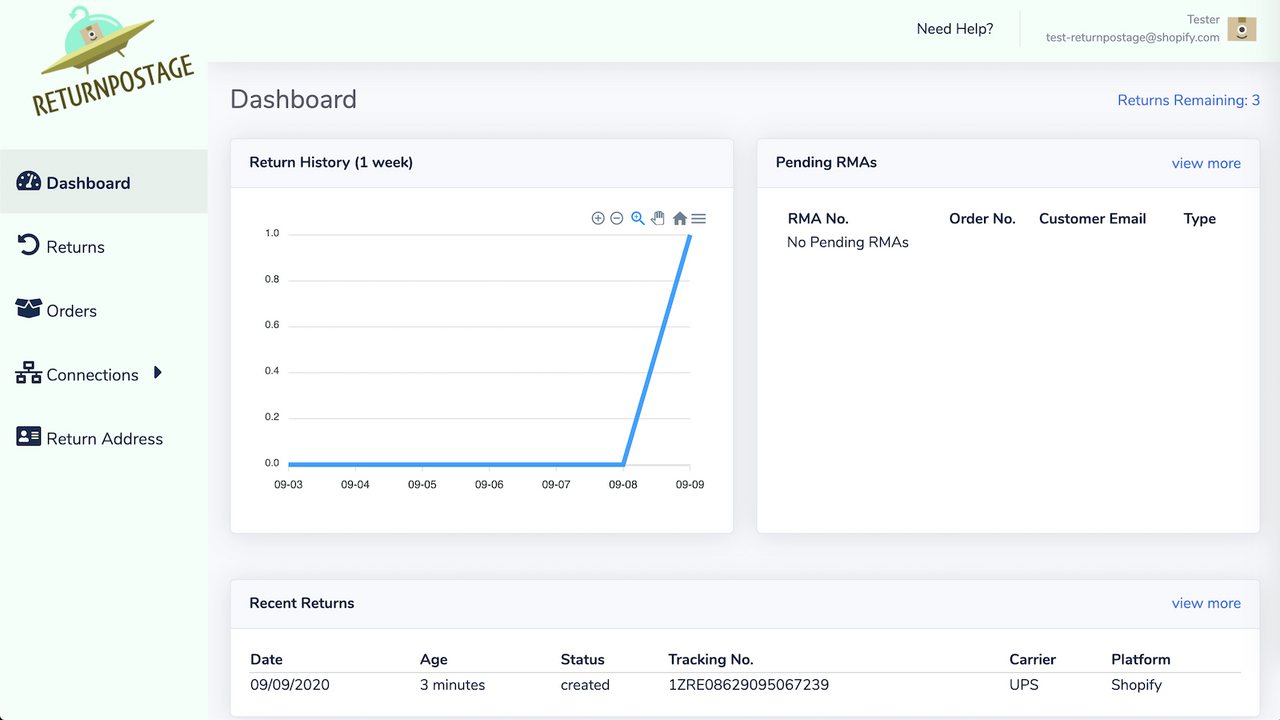 ReturnPostage Dashboard