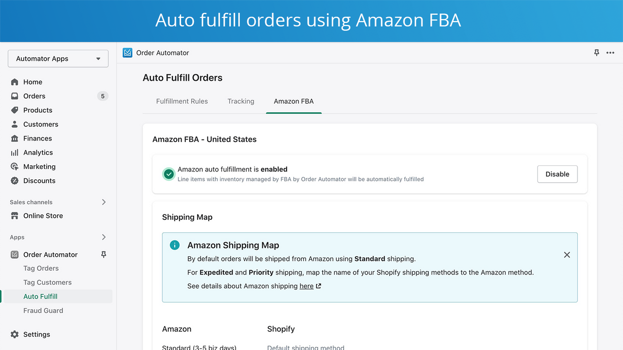 auto fulfill shopify orders with amazon fba