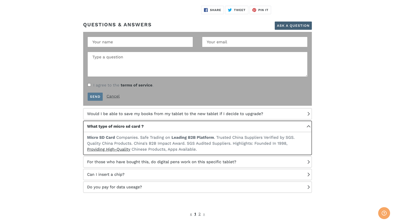 Product Questions & Answers Layout