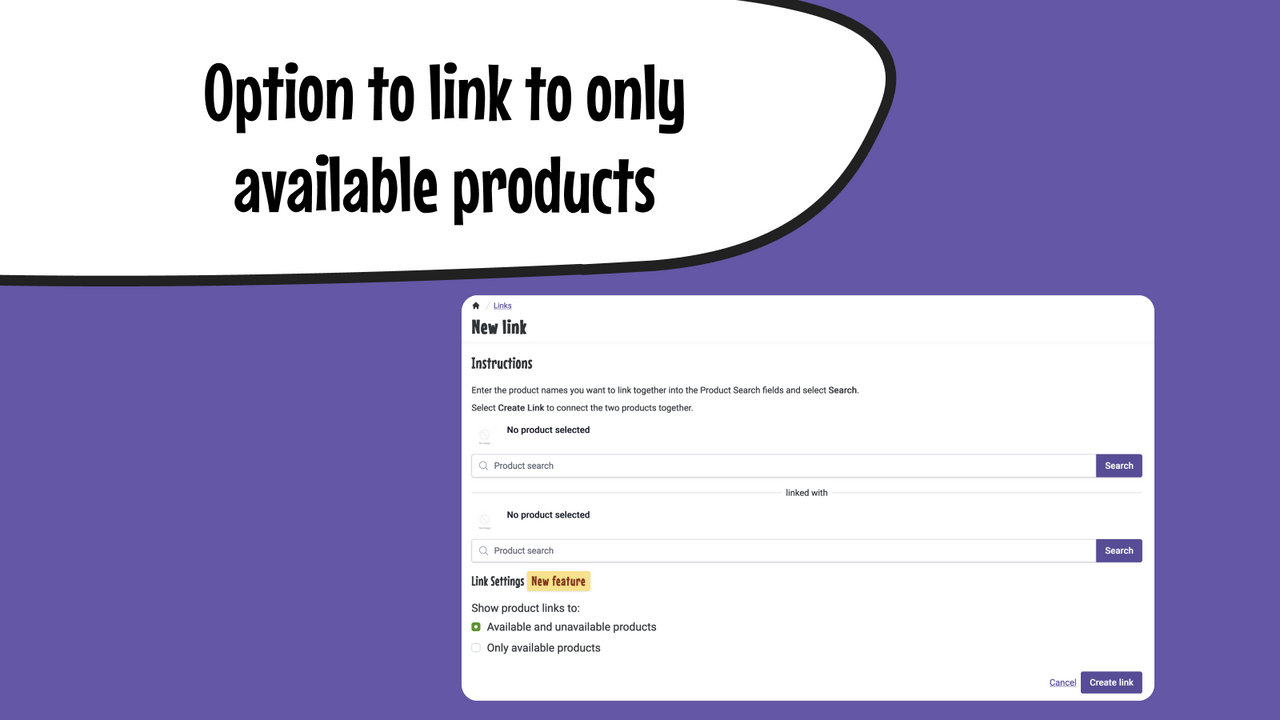 Option to link to only available products