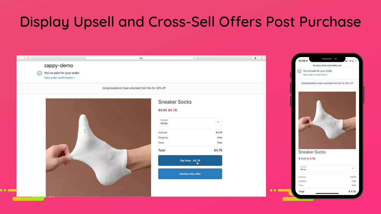 Native one click upsell post purchase upsell