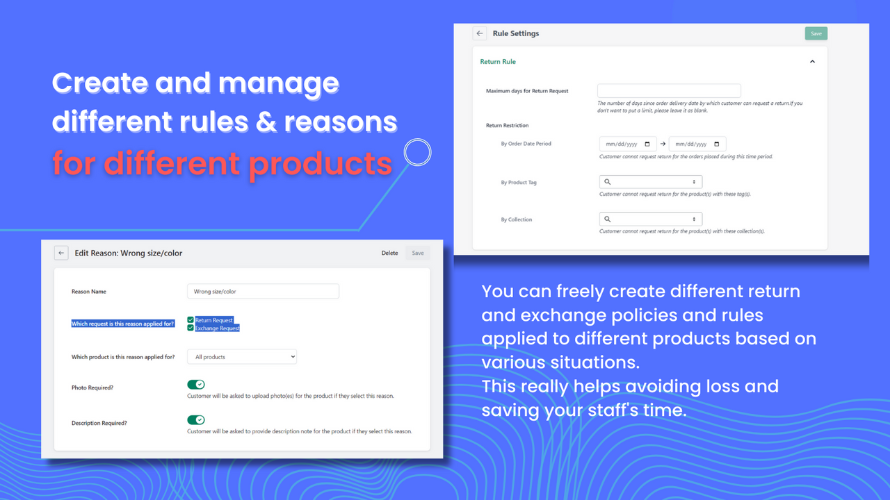 Create different rules & reasons for different products