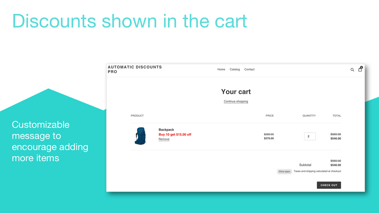 Discount and upsell shown in cart