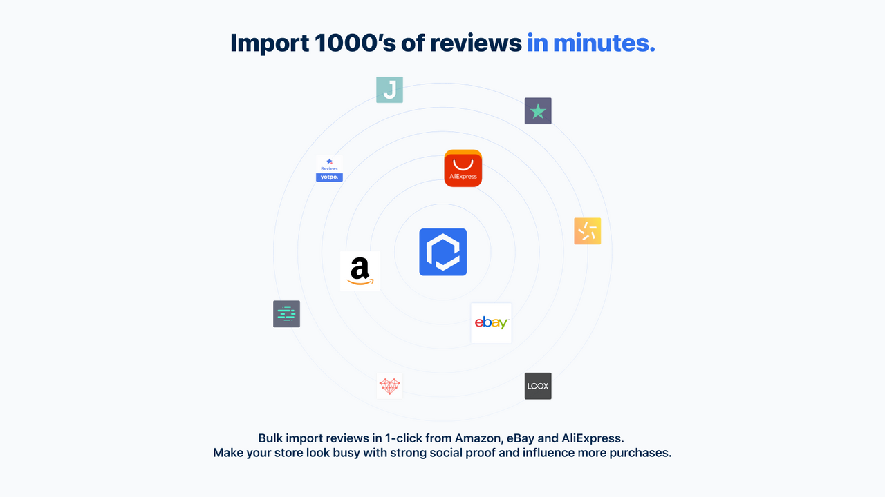 import reviews in photos & videos from Amazon, AliExpress & eBay