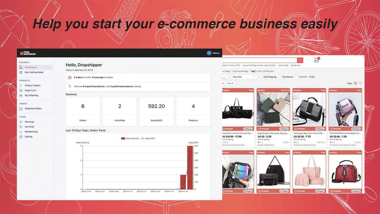 It helps you easily start your e-commerce business