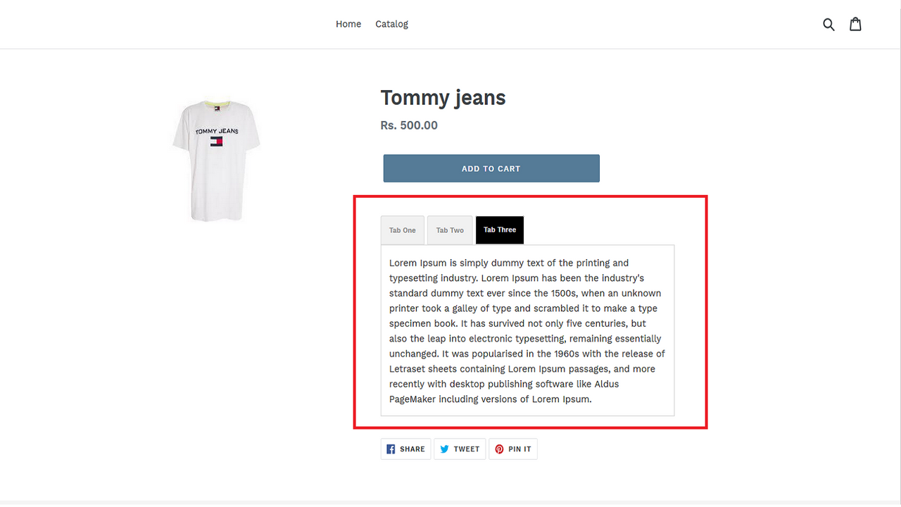 View tabs on product page