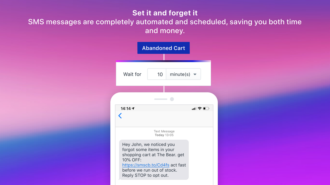 SMS Bear Recover abandoned carts with automated SMS drip
