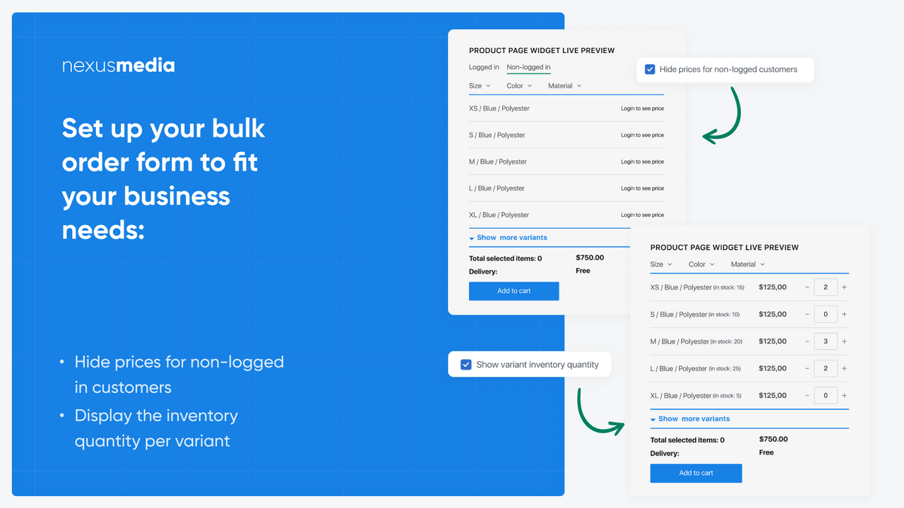 Set up your bulk order form to fit your business needs