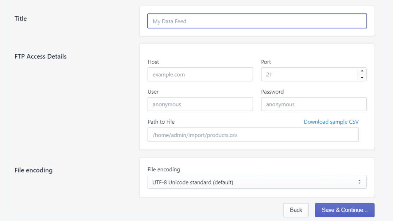 FTP CSV file upload - Moose Sync