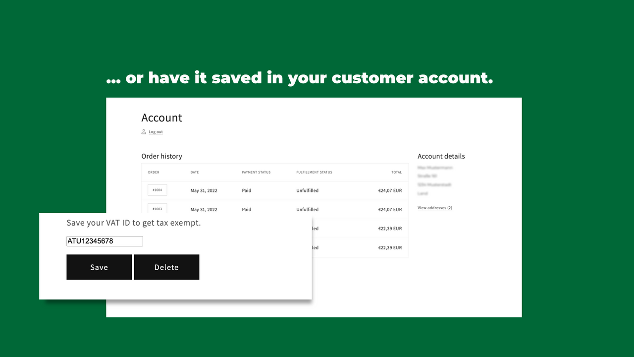Add VAT ID in customer account