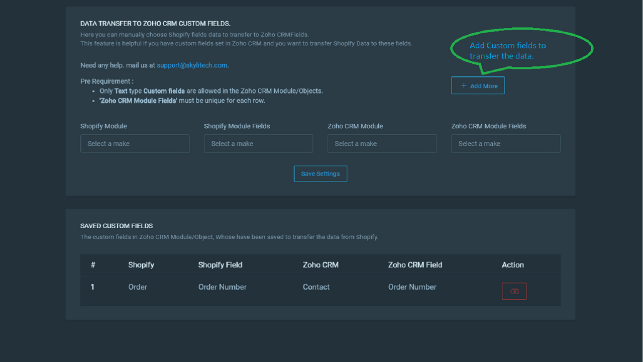 Custom fields mapping support.