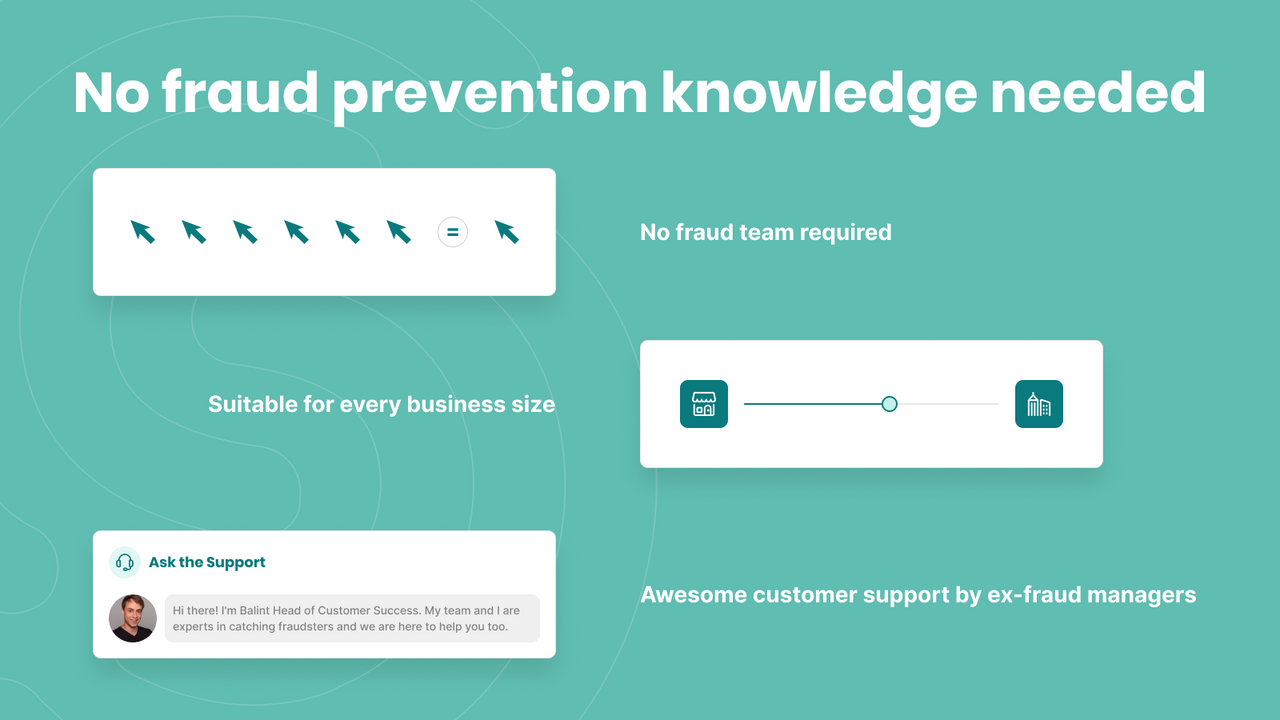 No fraud prevention knowledge needed, awesome customer support!