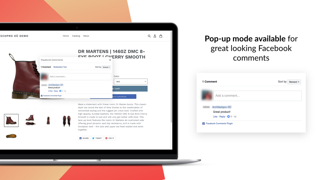 Facebook Comments pop-up for Shopify