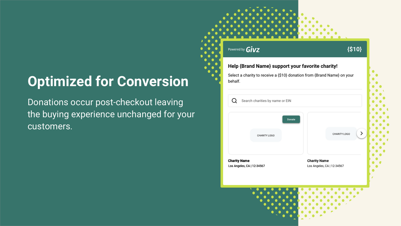 Donations happen after checkout, no impact on shopper experience