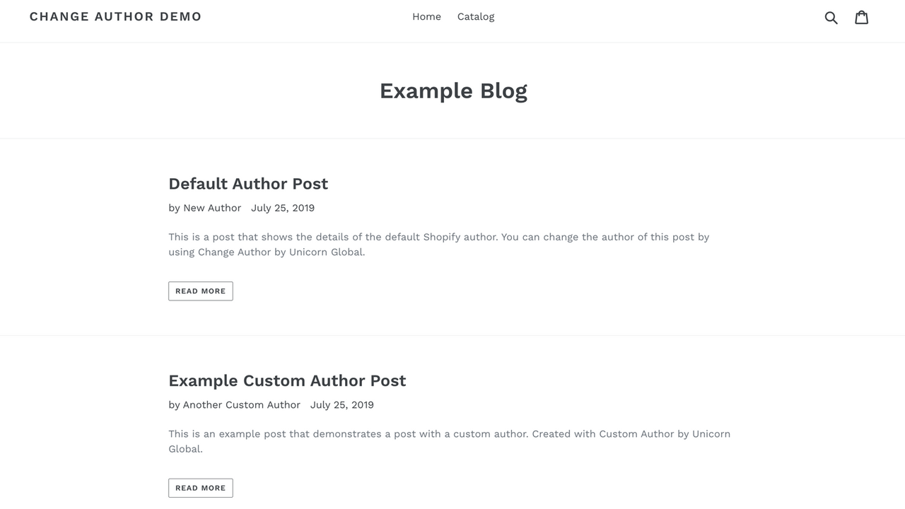 Custom authors show on your Shopify blog