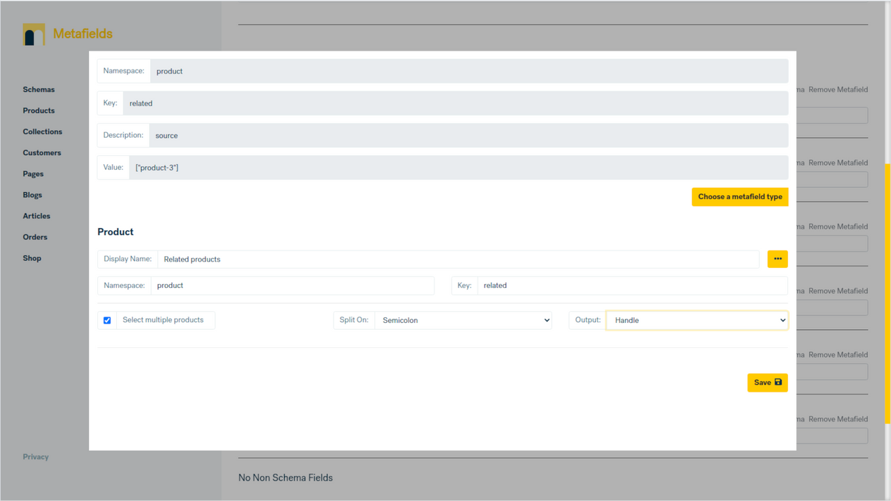 Easily save non schema fields to the schema