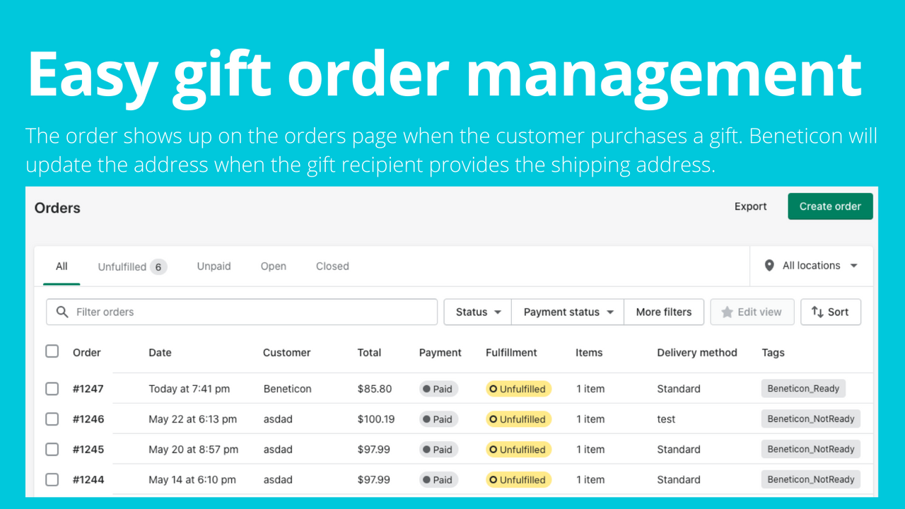 Gift order management