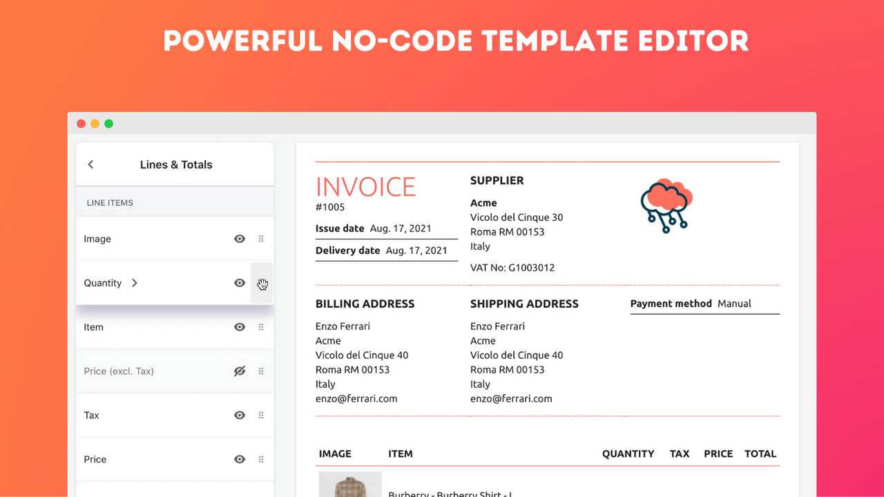 Powerful no-code template editor