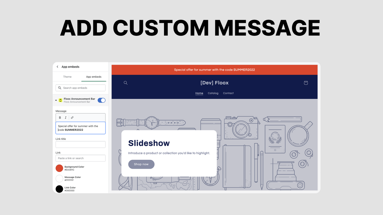 Floox announcement Banner add custom message