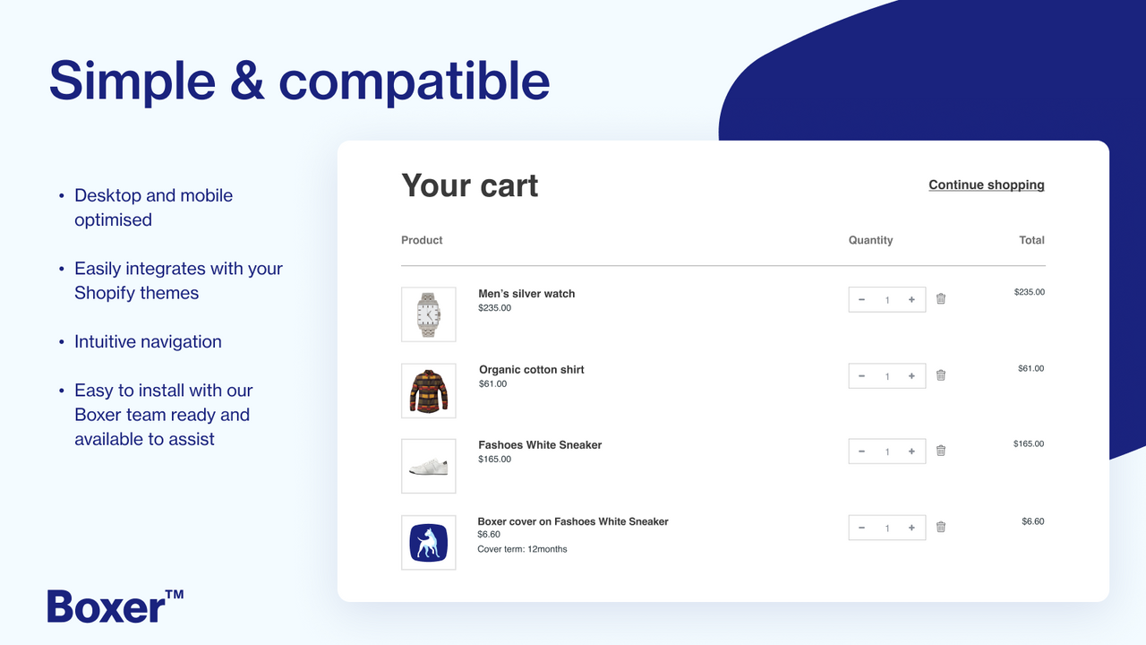 Easily integrates into existing Shopify themes