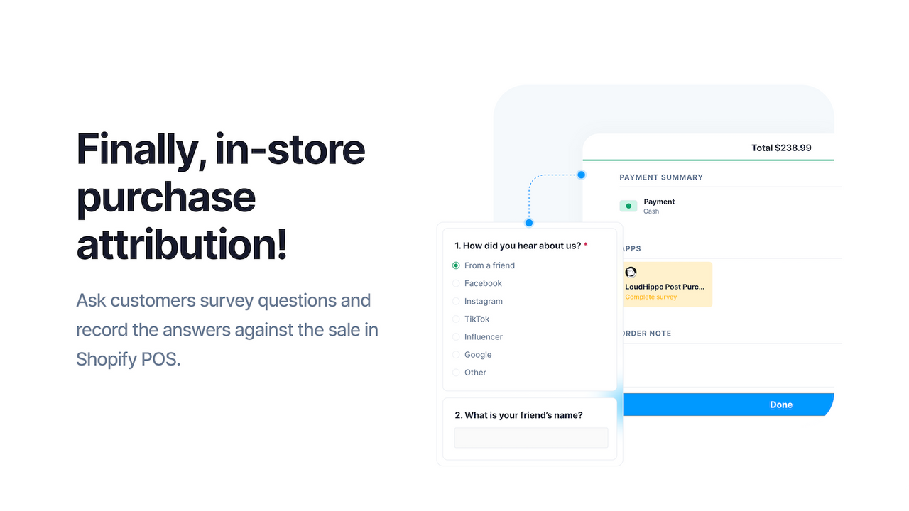 LoudHippo in-store attribution survey Shopify POS