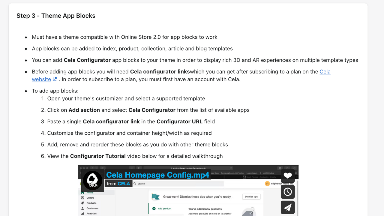 Screenshot capture that shows app block instructions