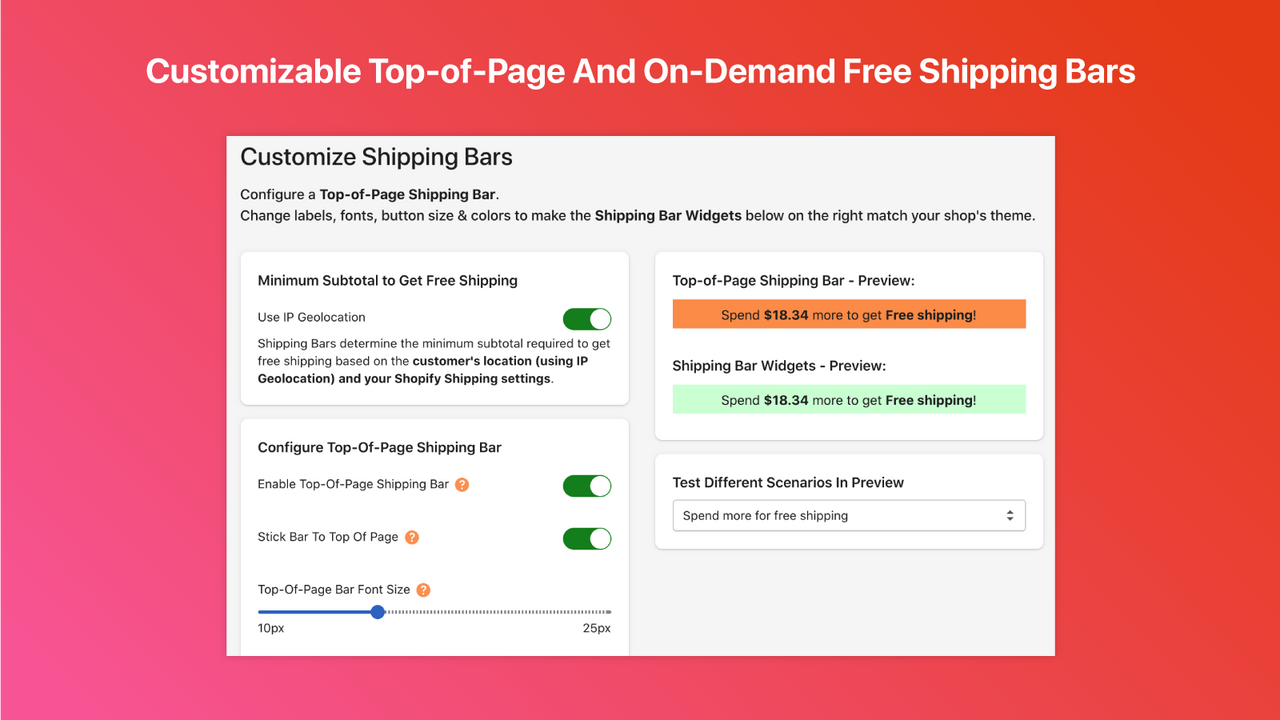 Calculate Shipping, Top-of-Page And On-Demand Shipping Bars
