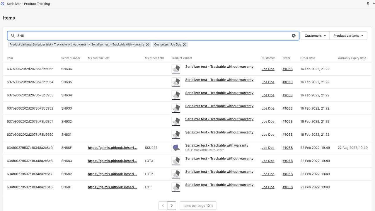 Serializer ‑ Product Tracking