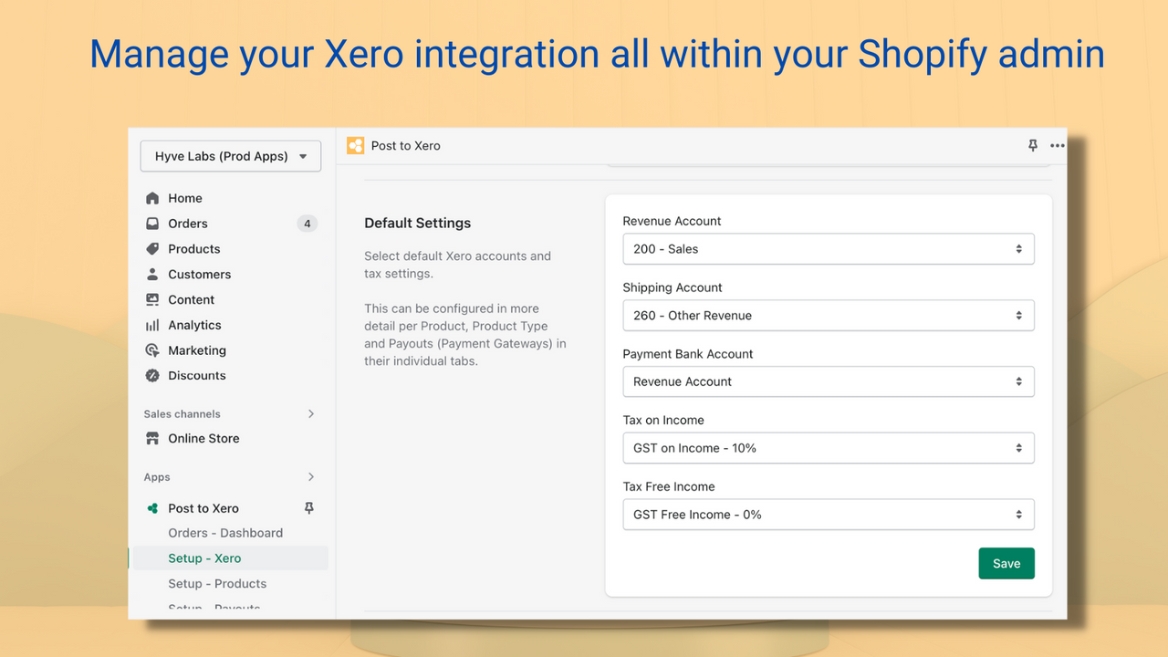 Manage your Xero integration all within Shopify admin