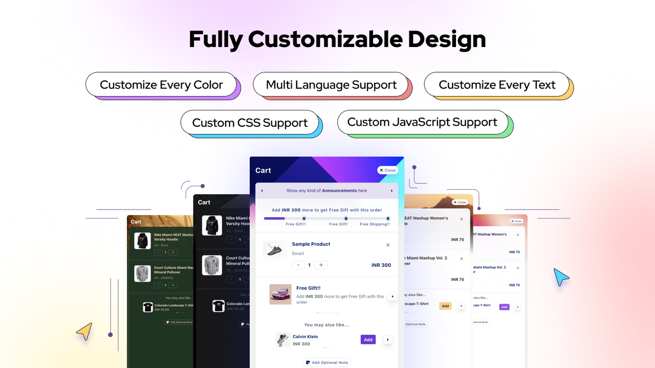 Fully customisable cart drawer