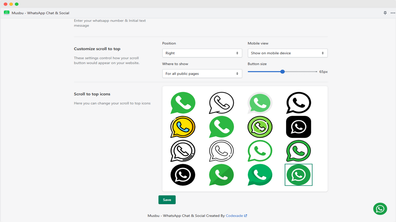 Customer support with whatsapp chat button