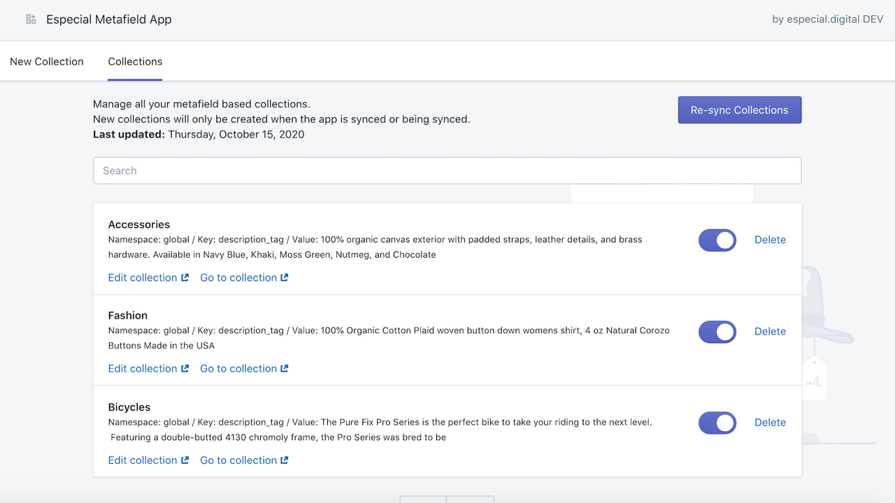 smart automated metafield collections app manage collections