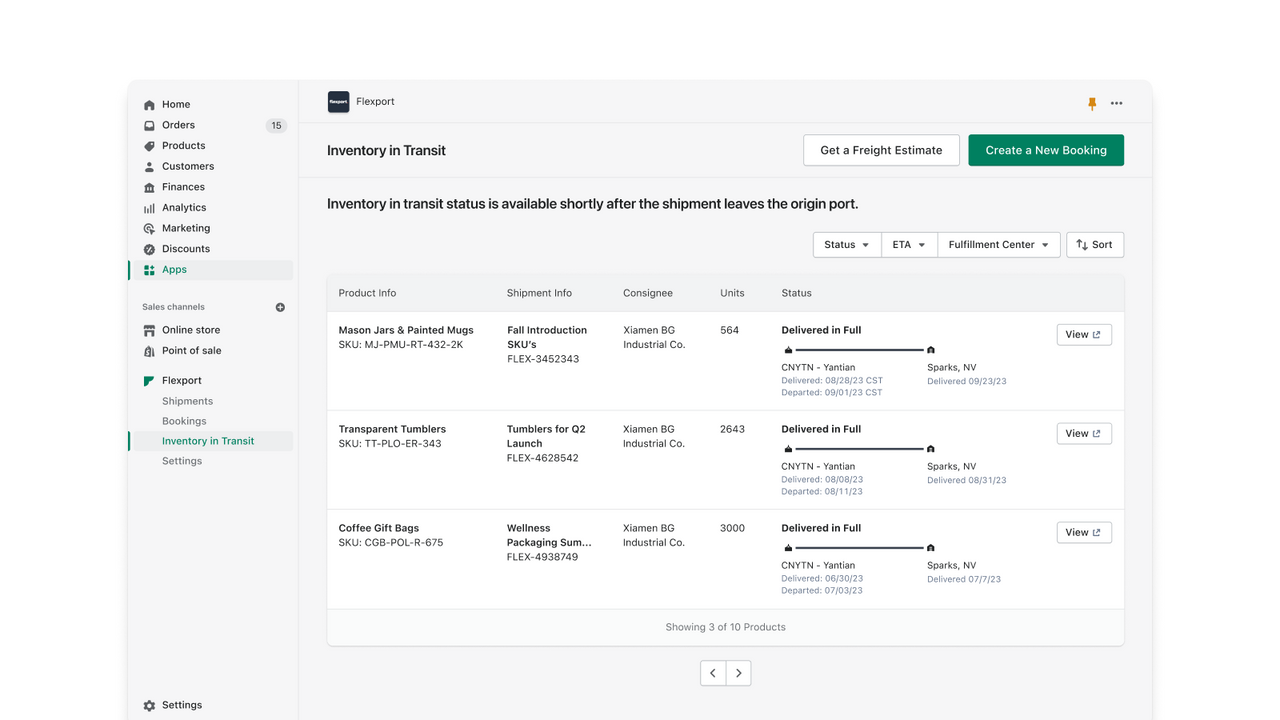 Track inventory in transit with SKU-level visibility