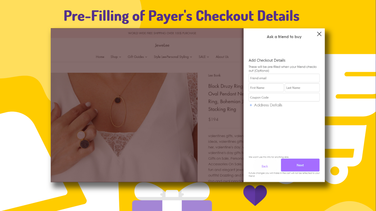 Visitor can pre-populate the checkout details of the payer