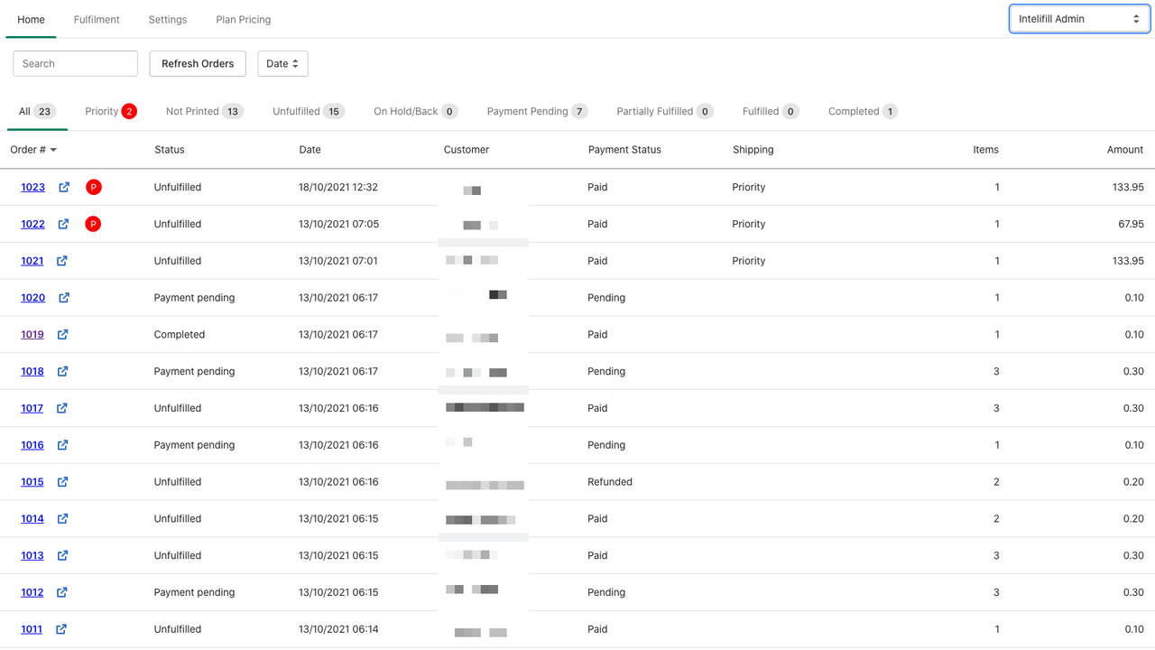 intelifill sorts all your orders into queues for easy management