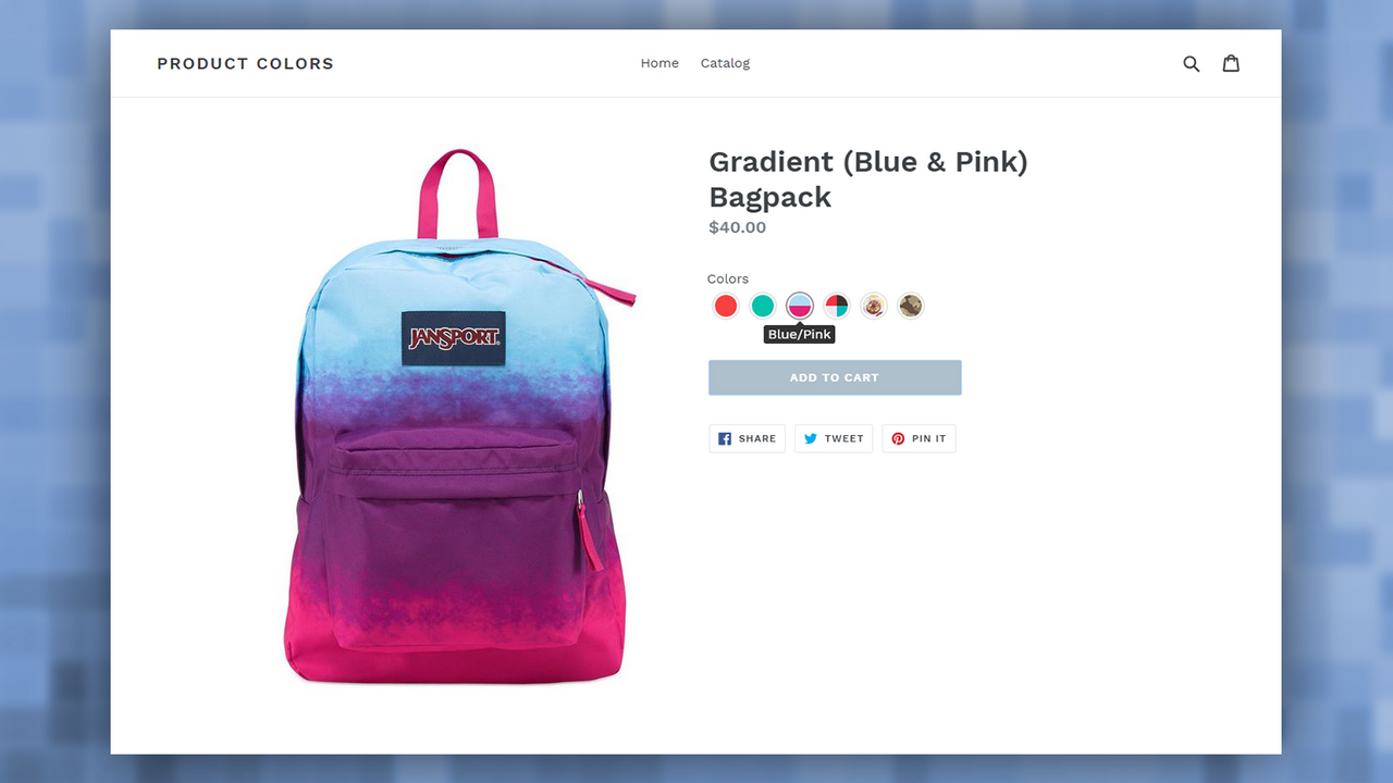 Final result in product page