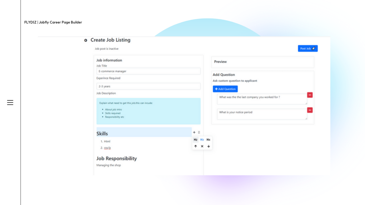 create job listing on your shopify store