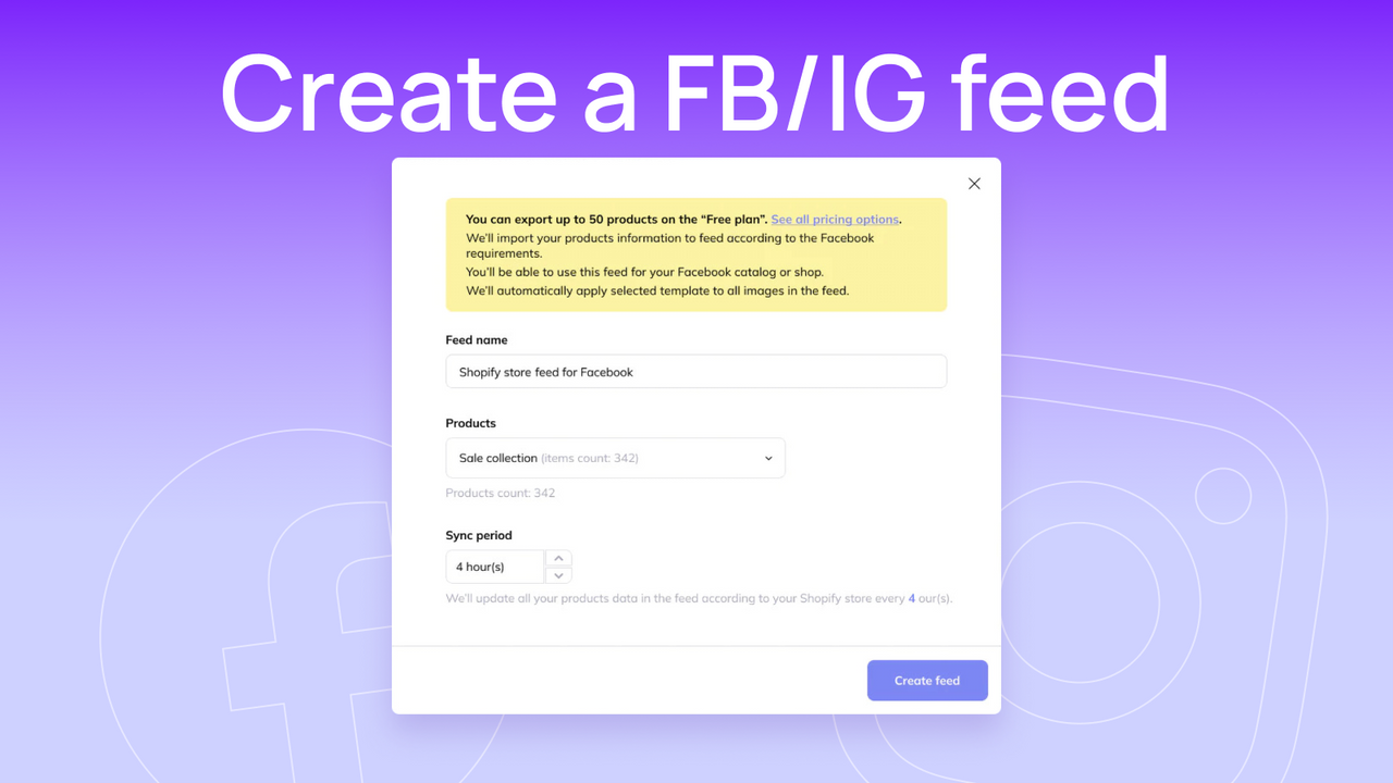 Create feed for Facebook&Instagram dynamic DPA ads