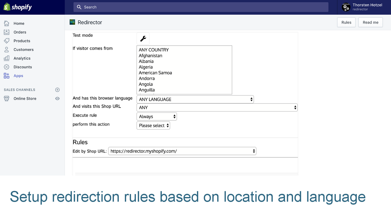 Setup rules based on location and language