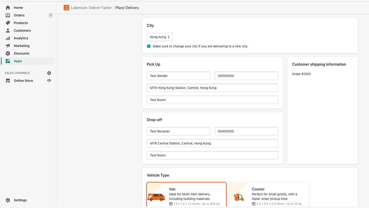 Order Placment Form