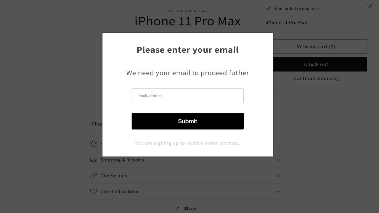 Email popup