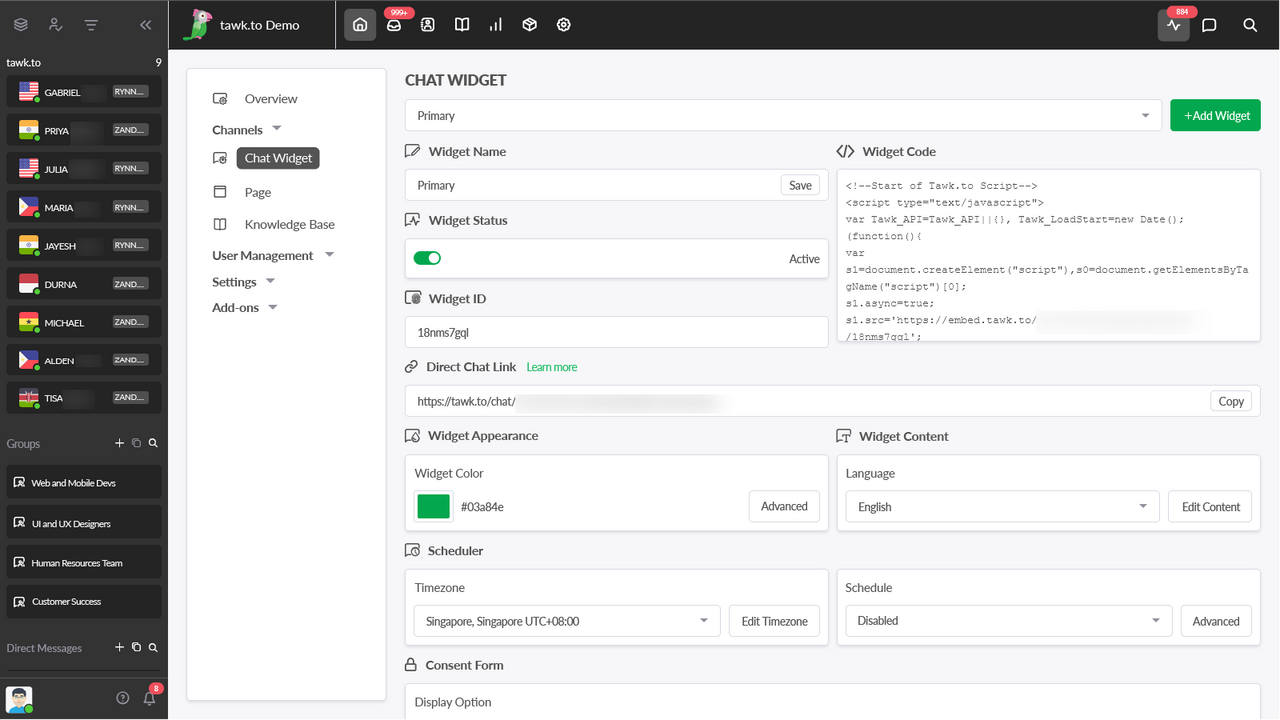 Administration and Widget Configuration