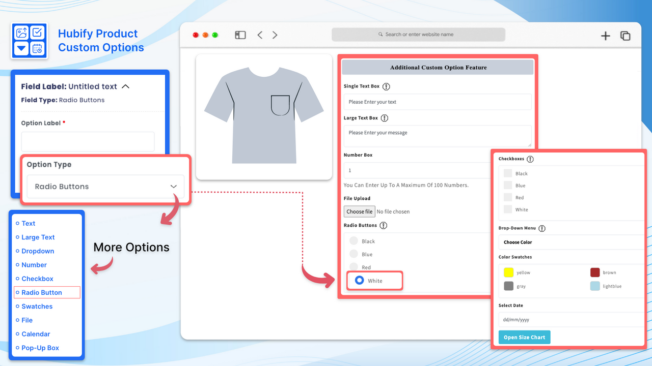 List of custom options