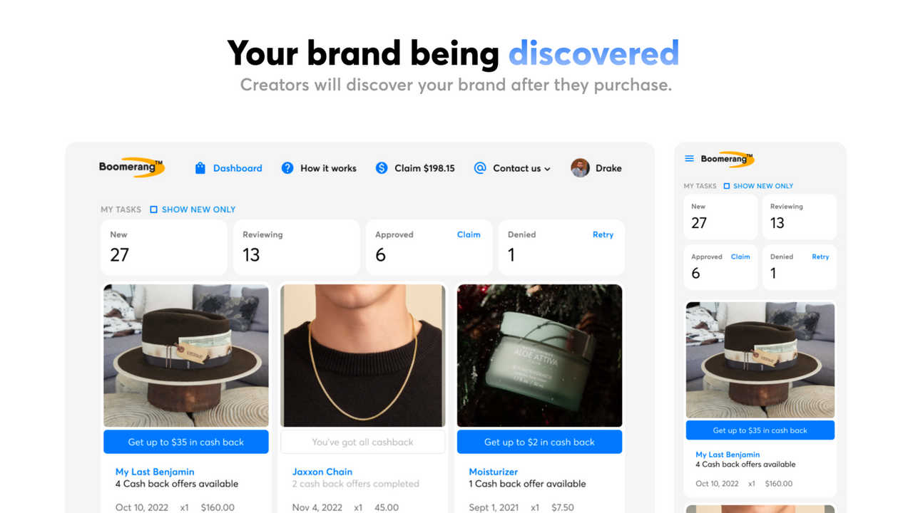 Creators will discover your brand before & after they purchase.