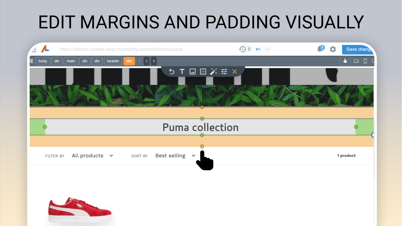 Visually edit margins and padding of any element
