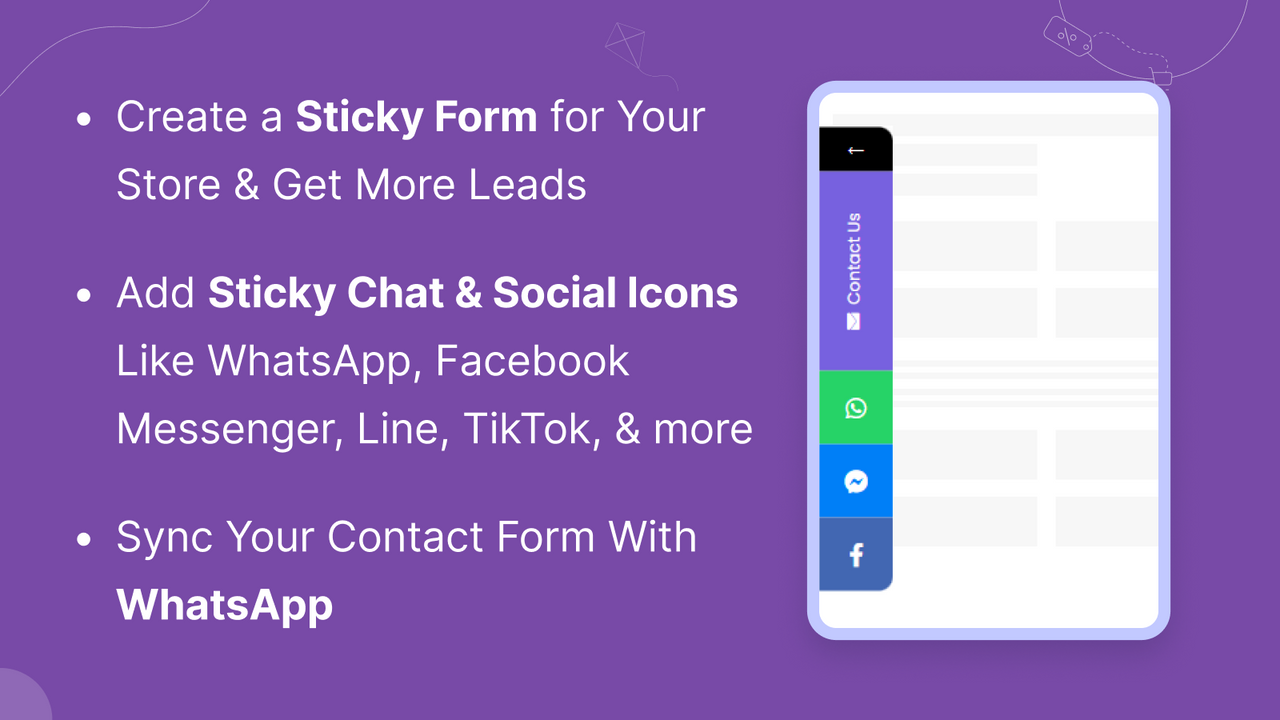 Add a sticky contact form, social and chat buttons to your store