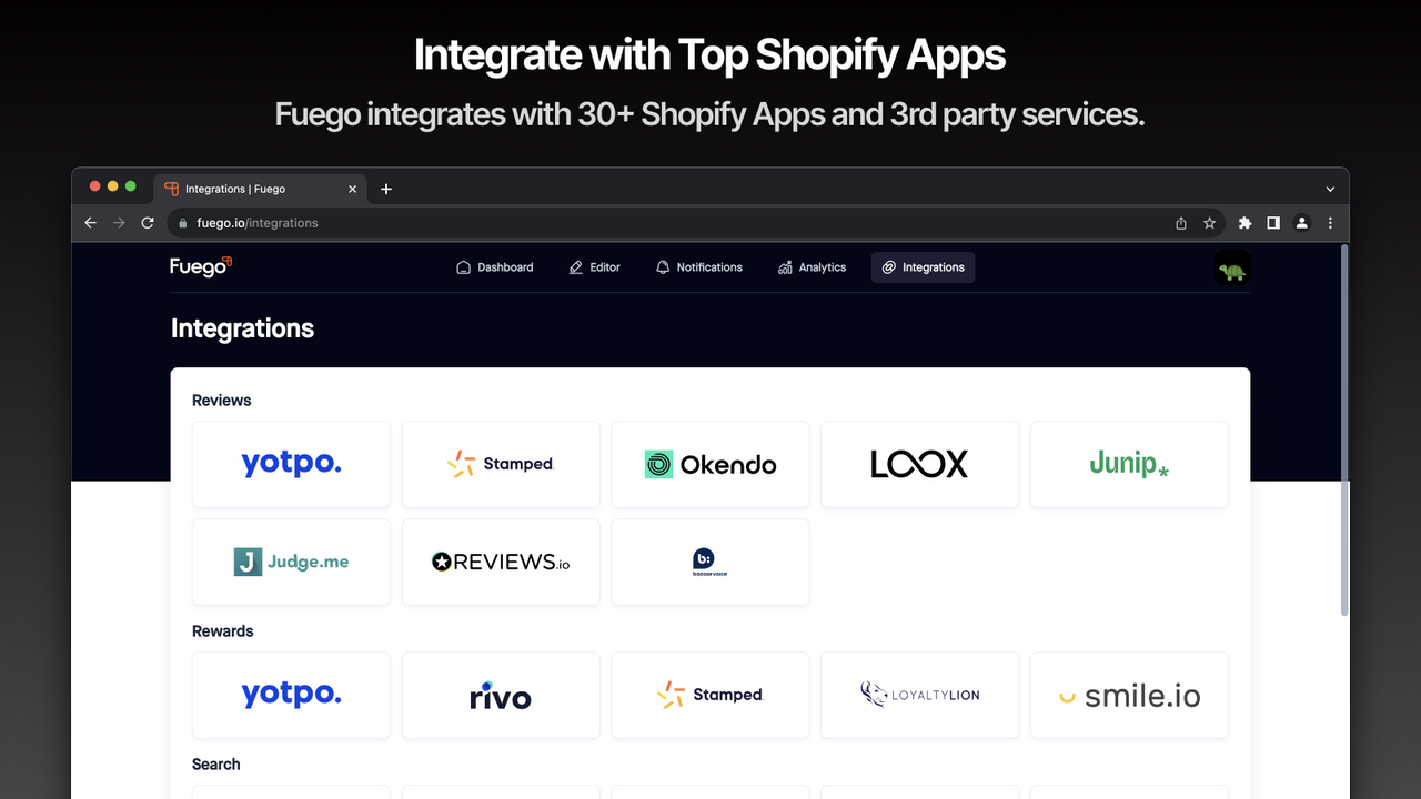 Integrate with Shopify Apps like Yotpo Judgeme Stamped Okendo