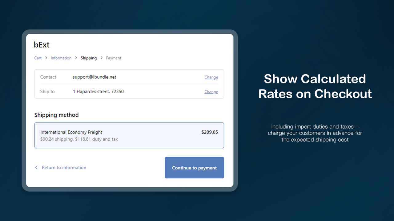 Calculate rates on checkout