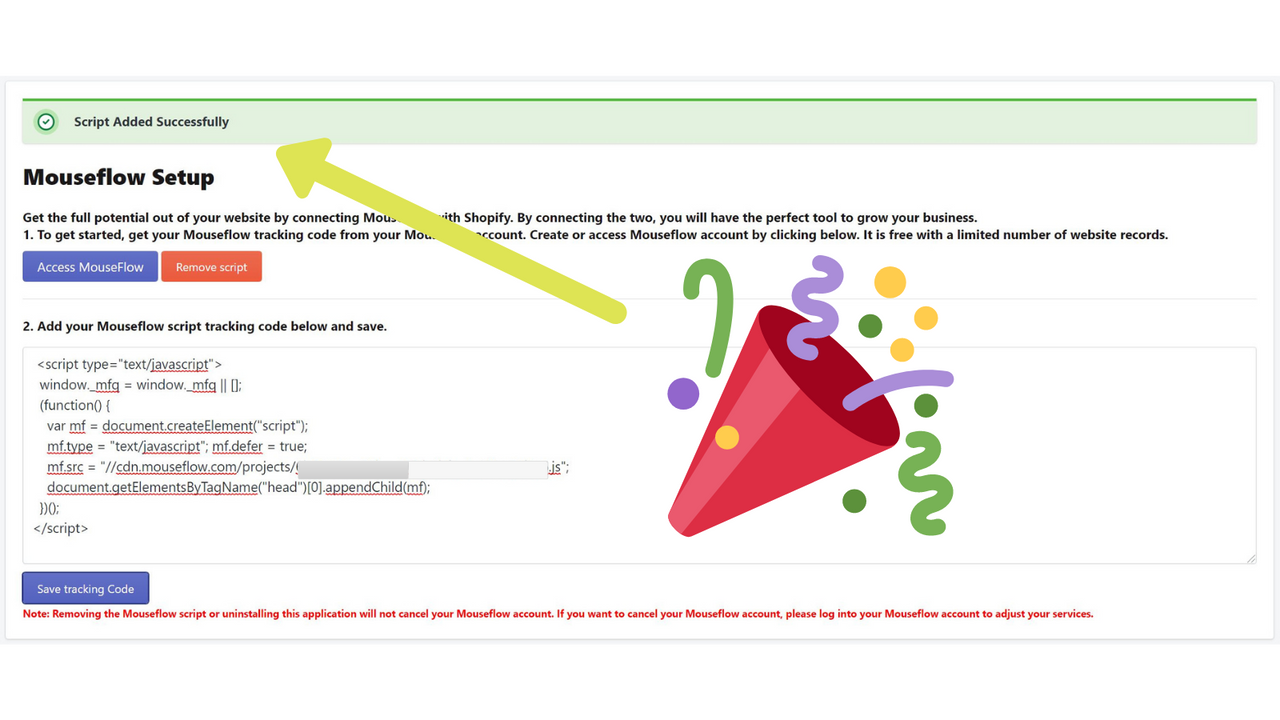Mouseflow Script Install Screenshot 3